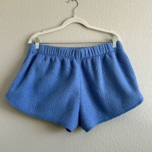 Aerie Cozy Shorts | Women’s Blue Fuzzy Mini Shorts | Loungewear